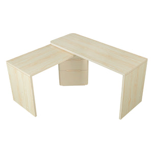 English Elm 90" Rotating L-shape Executive Desk Natural Melamine Mdf Surface Three Drawers Home Office Natural Wood N751S383638K