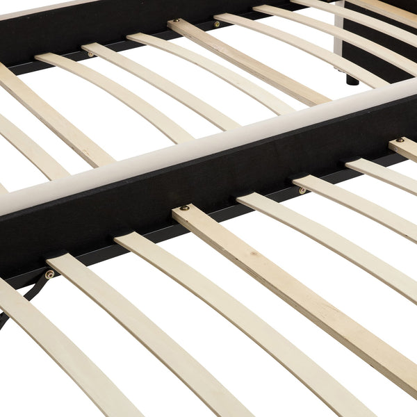 English Elm Beige velvet daybed with diamond-grid pull-out trundle, modern sturdy wood frame for guests and lounge W1361S00031