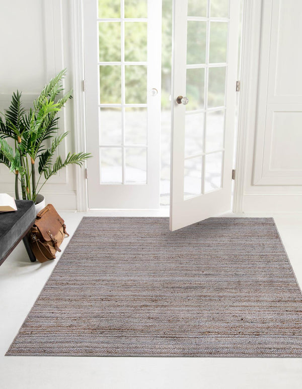 Unique Loom Braided Jute Dhaka Hand Woven Solid Rug Gray,  8' 0" x 8' 0"