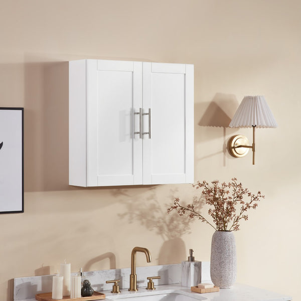 English Elm Wood Hanging Cabinet With Doors & Adjustable Shelves For Stylish, Space-Saving Storage Solutions W914P292870-GIGA