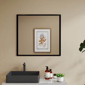 English Elm 80cm Round Float Glass Wall Mirror Polished Edge Vanity Bathroom Hallway Decor Black W3151P265956