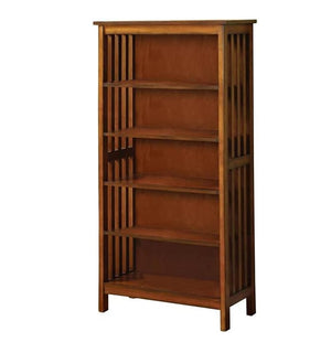 English Elm Gorgeous Antique Oak Solid Wood 5-Shelf Media Bookcase with Lattice Molding, 22"W x 48"H, Sturdy Storage B011P191545
