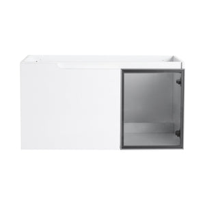 English Elm 36" Floating Bathroom Vanity Glossy White Frosted Glass Soft Close Plywood Cabinet W999P387170