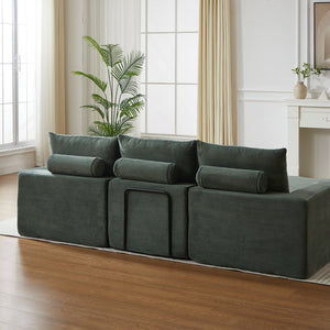 English Elm 99-inch Corduroy L-shaped Sectional Sofa with Reversible Chaise and Neck Pillow Support W834S00614