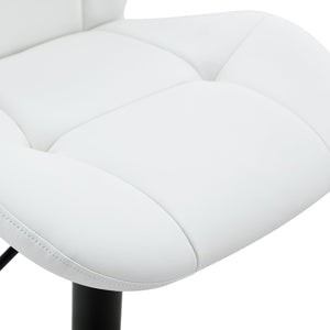 English Elm Set of 2 Tufted Pu Swivel Barstools Adjustable Height White Cushioned Kitchen Seating W3875P382614