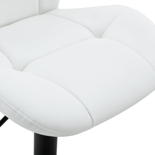 English Elm Set of 2 Tufted Pu Swivel Barstools Adjustable Height White Cushioned Kitchen Seating W3875P382614