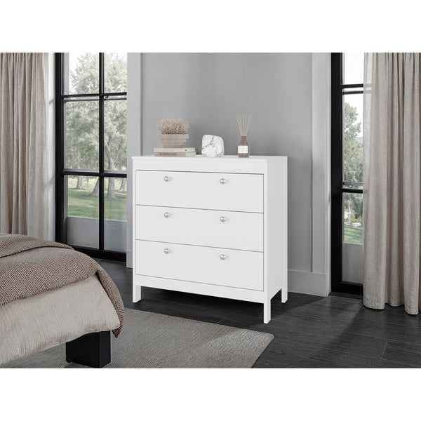 English Elm Wenge Finish 3-drawer Chest for Bedroom Storage with Modern Minimalist Appeal B062P486506