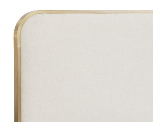 Sunpan Tometi Bed - Sleek Modern Design with Curved Upholstered Headboard and Brushed Gold Accents King