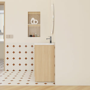 English Elm 36" Floating Bathroom Vanity Light Oak Modular Cabinet with Gel Coat Integrated Sink W3450S00100