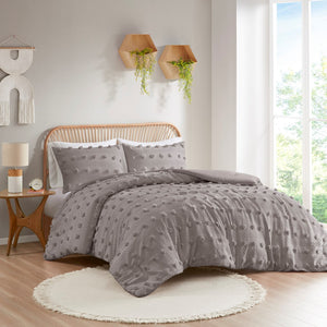 English Elm King/Cal King Lucy Clip Jacquard Comforter Set with Pompon Texture, Hypoallergenic, OEKO-TEX Certified, Antimicrobial Care Grey 9.84 L x 18.9 W x 9.84 H B035P148309