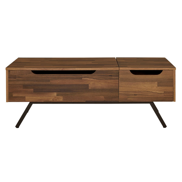 English Elm Walnut Lift-Top Coffee Table with Hidden Storage and Single Drawer — Modern Walnut Finish, 48" Wide B062P209120