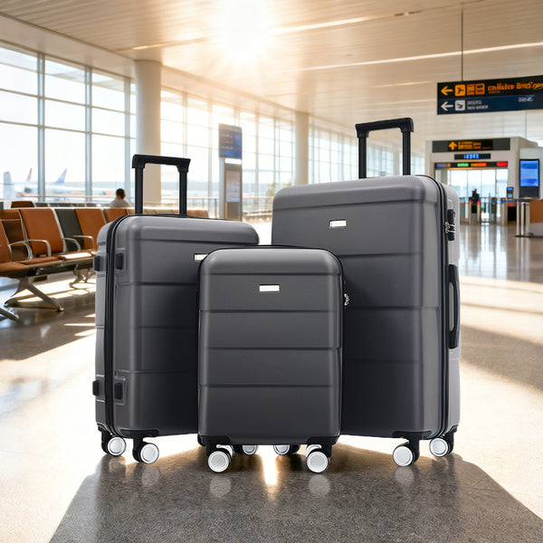 English Elm Hardshell 3 Piece Luggage Set Abs Spinner Suitcase with Tsa Lock Telescoping Handle Charcoal N732P308497E