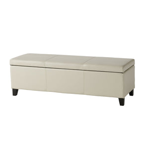 English Elm Upholstered Storage Ottoman with Solid Wood Legs Wide Hinged Bench for Living Rooms N757P414088I