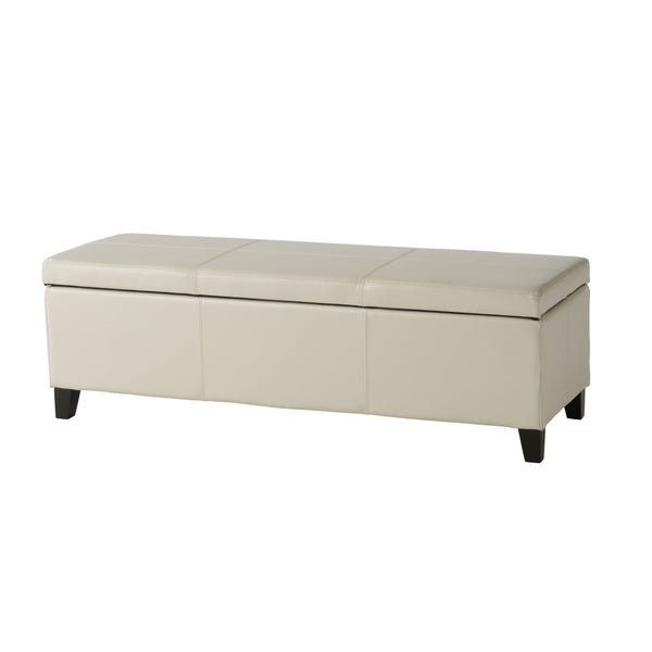 English Elm Upholstered Storage Ottoman with Solid Wood Legs Wide Hinged Bench for Living Rooms N757P414088I