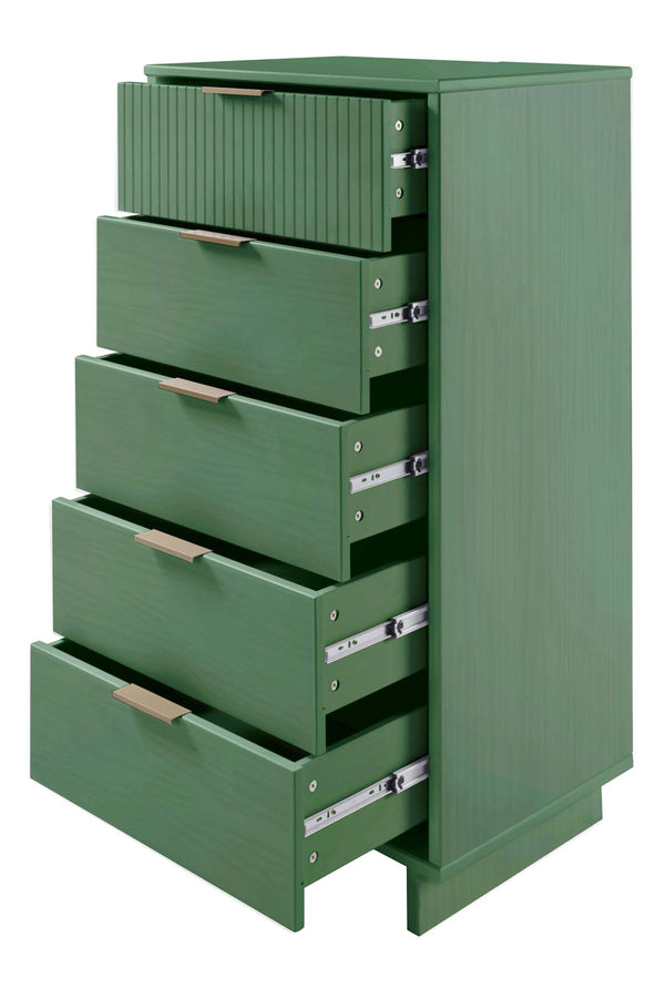 English Elm Granville 24" Sage Green 5-Drawer Chest - Elegant Storage Solution With Luxe Gold Hardware & Style B365S00070