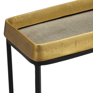 Tanay Brass Side Table - Contemporary Artistry with Snakeskin Design and Minimalist Iron Base