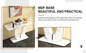 English Elm Modern Glossy White Rectangular Counter Bar Table 47.24"x18.11"x29.52" — Durable MDF, Easy Assembly, Multiuse Decor W1151S00487