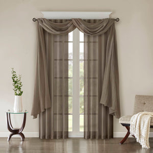 JLA Home Madison Park - Solid Crushed Sheer Curtain Panels Pair — Lightweight Textured Window Drapes That Gently Filter Light and Add Elegant Movement Taupe MP40-4501