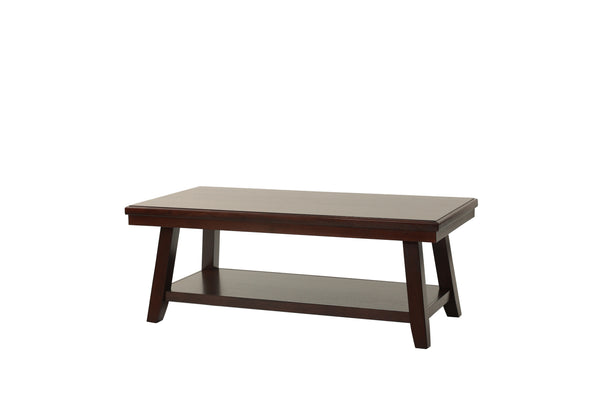 English Elm New Walnut Finish 1pc Coffee Table with Open Shelf, 47"x24" Modern Walnut Veneer Top & Solid Legs B011P396185