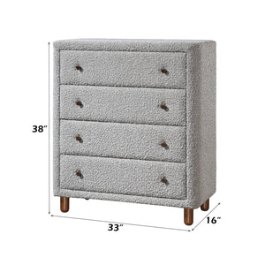 English Elm Cleo Gray Boucle Chest with 4 Smooth-Glide Drawers, Upholstered Contemporary Storage Chest, Gray B2726P286617