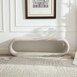 English Elm 52.17"wide Chenille Upholstered Storage Bench Soft Foam Seat Iron Wood Frame Entryway Wheat W3189P425449