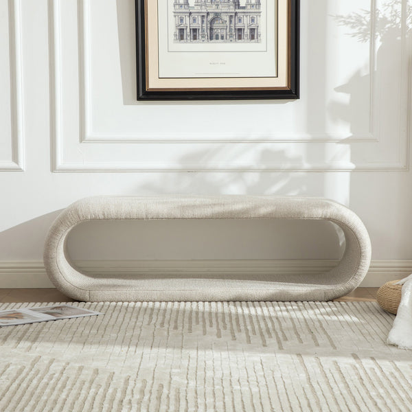 English Elm 52.17"wide Chenille Upholstered Storage Bench Soft Foam Seat Iron Wood Frame Entryway Wheat W3189P425449