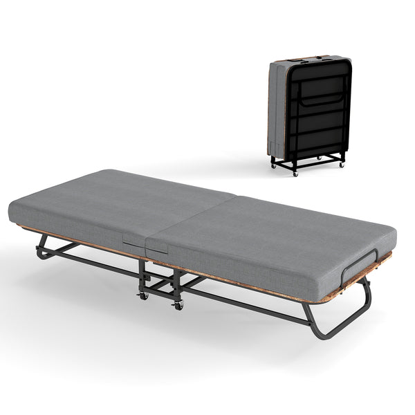 English Elm Portable Folding Guest Bed with Memory Foam and Reinforced Steel Frame on Locking Wheels T3963P447221