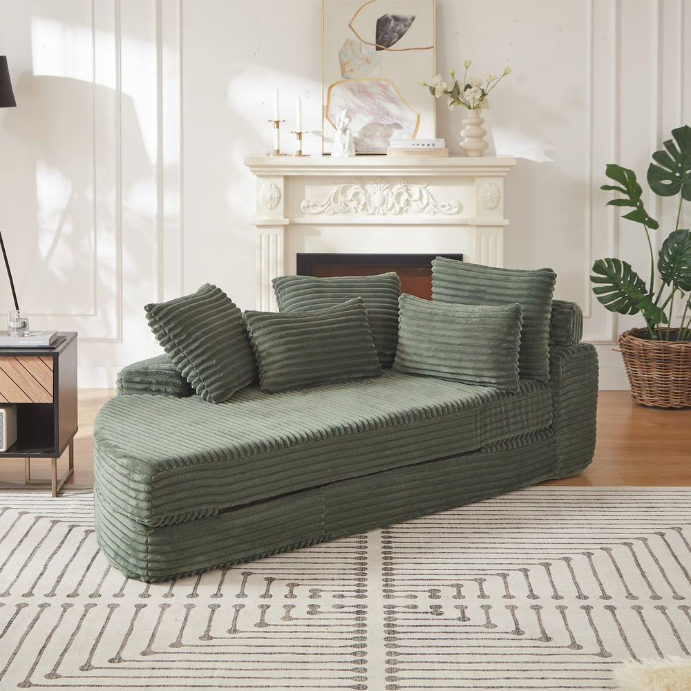 English Elm 78.5-inch Corduroy Modular Convertible Sofa Bed with Circular Lounger Design W834P385982