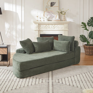English Elm 78.5-inch Corduroy Modular Convertible Sofa Bed with Circular Lounger Design W834P385982
