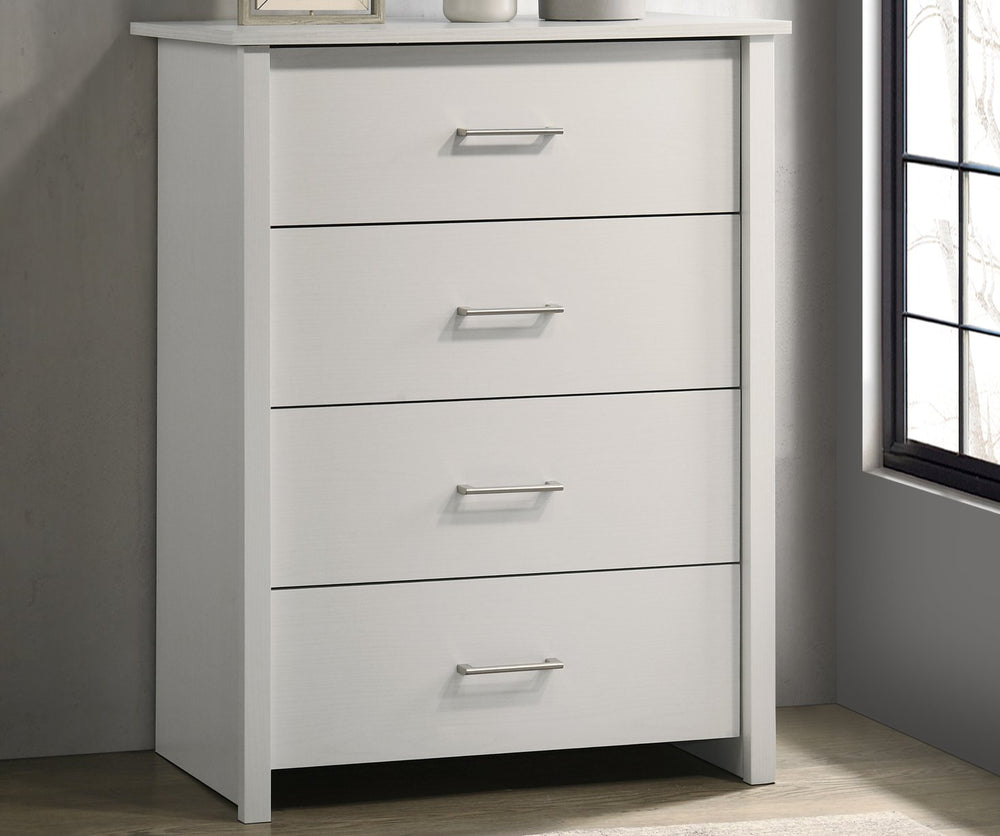 English Elm Seraphiel Four Drawer Storage Chest Oak Finish Matte Black Hardware Bedroom Organizer White B2749P413331