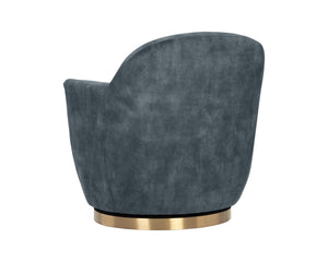 Sunpan Casey Swivel Lounge Chair - Elegant Modern Barrelback Design with Gold Stainless Steel Base Nono Petrol