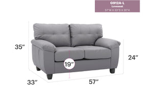 English Elm Stylish Two Seat Upholstered Loveseat with Padded Arms for Modern Living Rooms B078S00522