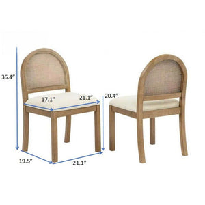 English Elm Set of 2 Rattan Back Dining Chairs Upholstered Seats Solid Wood Legs Farmhouse B011P474551