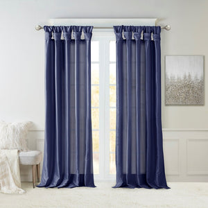 English Elm Twist Tab Lined Window Curtain Panel - Luxurious Navy 50X120" For Elegant Drapery & Privacy B03598206-GIGA