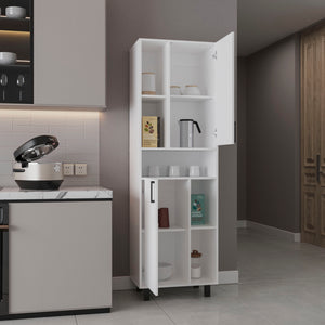 English Elm Kitchen Tall Pantry Cabinet with 2 Doors and 9 Shelves, Engineered Wood, Slim Space-Saving Storage White 43.7 L x 20.47 W x 9.45 H B097P350302