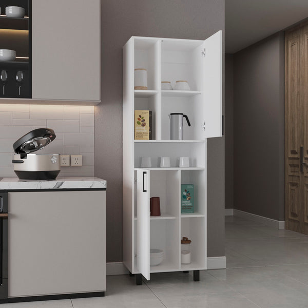 English Elm Kitchen Tall Pantry Cabinet with 2 Doors and 9 Shelves, Engineered Wood, Slim Space-Saving Storage White 43.7 L x 20.47 W x 9.45 H B097P350302