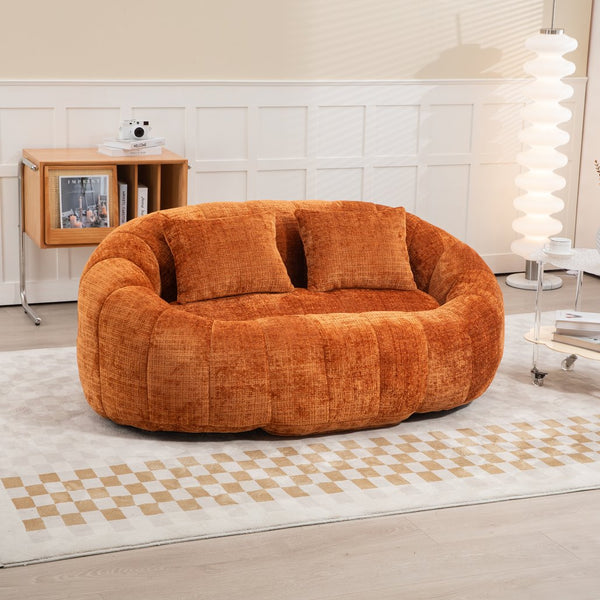 English Elm Bean Bean Bag Sofa High-Density Memory Foam Two-Seater Lounger High Back Chenille Cozy Support Orange W395P181437