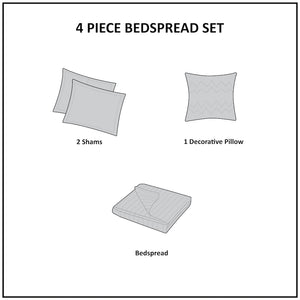 JLA Home Madison Park - 4 Oversized Cotton Reversible Tailored Bedspread Set with Diamond Quilting, Button Trim, Shams & Pillow, Khaki MP13-5488