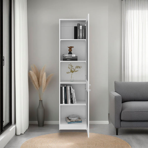 English Elm Home Vertical Freestanding Bookcase with Open Shelving and Enclosed Lower Cabinet White B070P487573