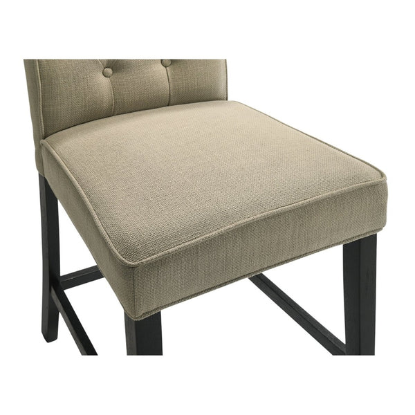English Elm Set Of 2 Stylish Fabric Upholstered Counter Height Chairs For Modern Dining - Beige & Black B016P392440-GIGA