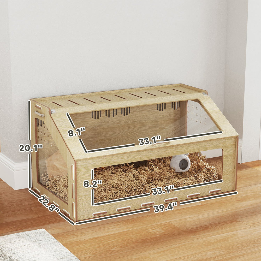 English Elm 39 Inch Oak Mdf Hamster Habitat with Acrylic Windows and Openable Top Panel T3971P407440