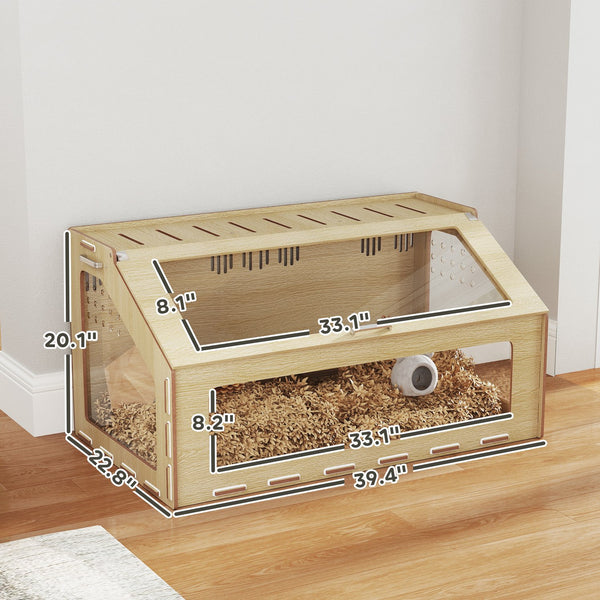 English Elm 39 Inch Oak Mdf Hamster Habitat with Acrylic Windows and Openable Top Panel T3971P407440