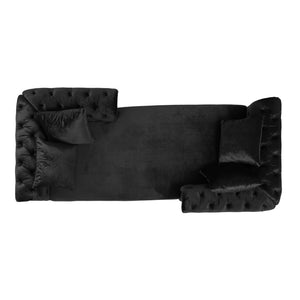 English Elm Christopher Knight Home® - Chaise Lounge In Luxurious Black Velvet With Accent Pillows – Elegant Comfort For Any Space 67581.00ABLK