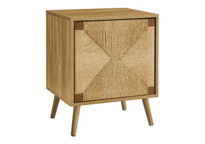 English Elm Accent Table – Modern Light Walnut Laminate With Seagrass Door, Compact Storage For Small Spaces B2710P287033