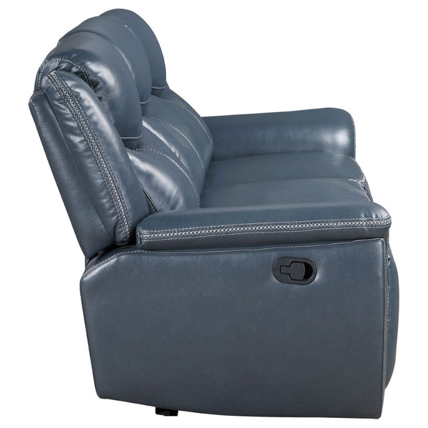 English Elm Stanwicke Blue Motion Reclining Sofa With Drop-Down Table: Modern Comfort & Elegant Design B062P354055-GIGA