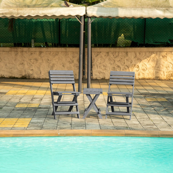 English Elm Coastal Bay Recycled Hdpe Folding Bistro Chair for Patio and Balcony Use Gray B2745P409663