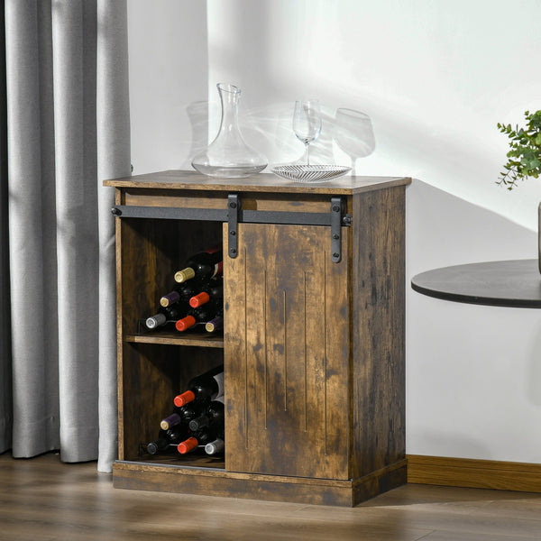 English Elm Homcom Industrial Wine Cabinet With Sliding Barn Door, 6-Bottle Rack & Versatile Storage Design W2225P217406