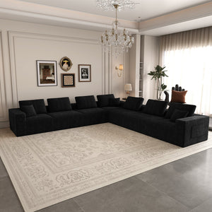 English Elm 141.73*141.73"modular Seven Piece Sectional Sofa in Plush Corduroy for Living Spaces W3819S00143