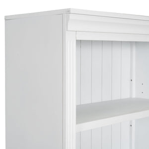 English Elm 83" 5-Tier Bookcase Suite with LED Light Strip, Adjustable Shelves, Cable Management & Solid Wood Frame White N751S246920K