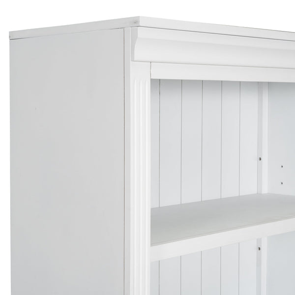 English Elm 83" 5-Tier Bookcase Suite with LED Light Strip, Adjustable Shelves, Cable Management & Solid Wood Frame White N751S246920K